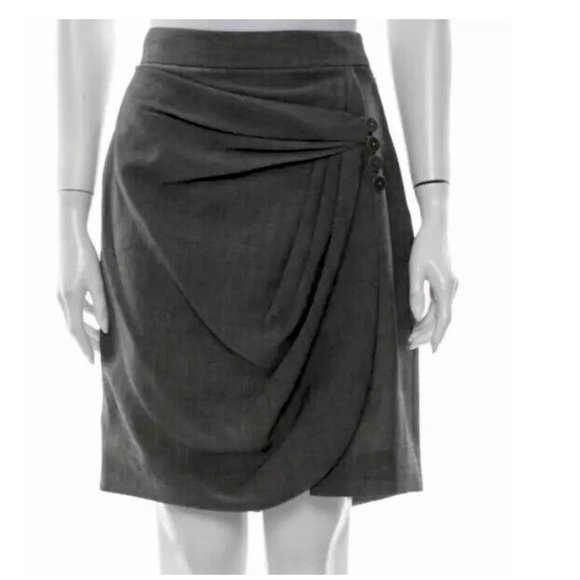 Size 8 - Zac Posen Grey Mid Length Skirt - Picture 1 of 3